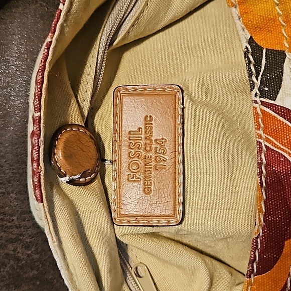VTG 1970s FOSSIL Floral Canvas Boho Carpet Key-per Shoulder Bag - Picture 12 of 12